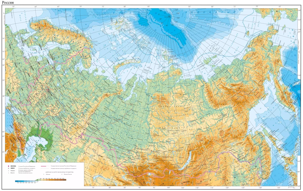 Физическая карта России